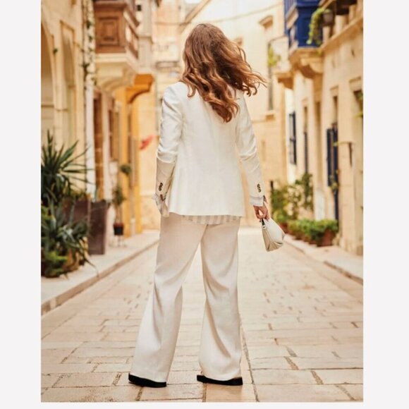 RW&CO Linen Blend Wide Leg Mid Rise Pants Off White Color Plus Size - Picture 3 of 13